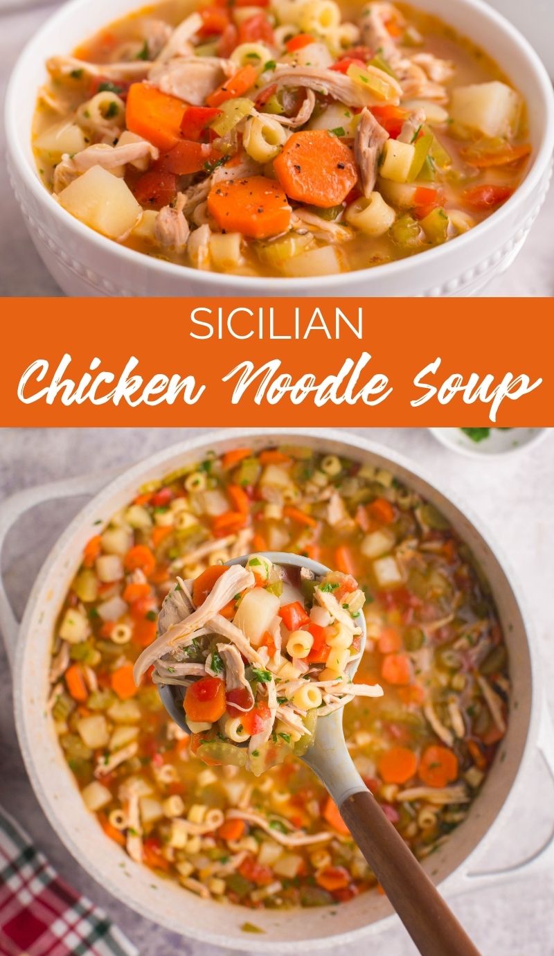 This Sicilian Chicken Noodle Soup combines the comfort of plain old chicken noodle soup with the zest and fun of Italian cooking. via @familyfresh