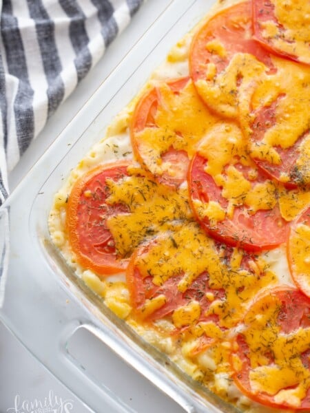 Tuna Melt Casserole in a baking dish