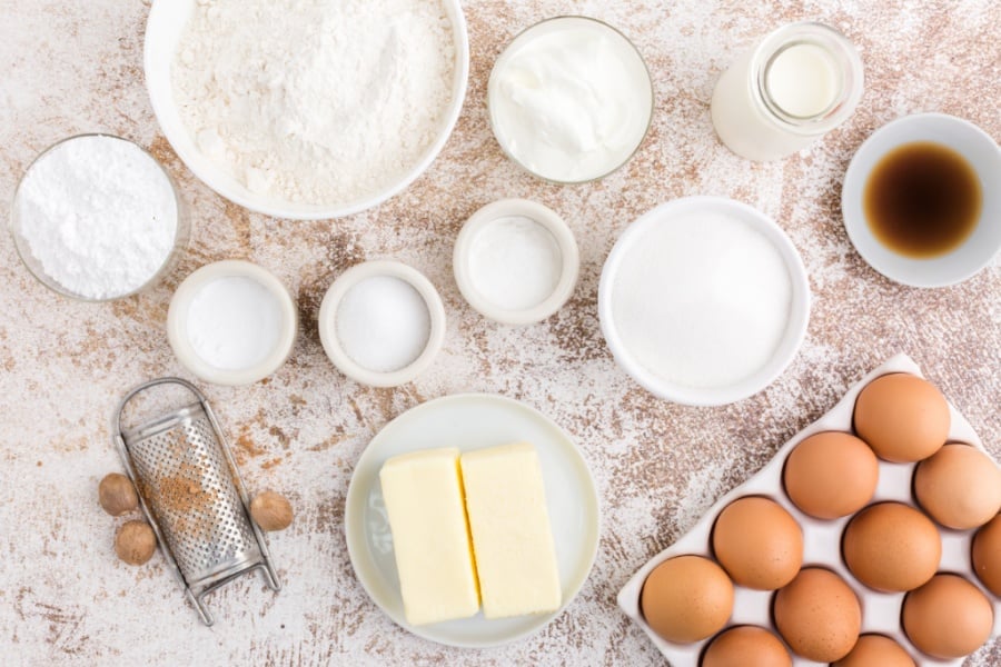 ingredients for Buttermilk Donut Bundt Cake