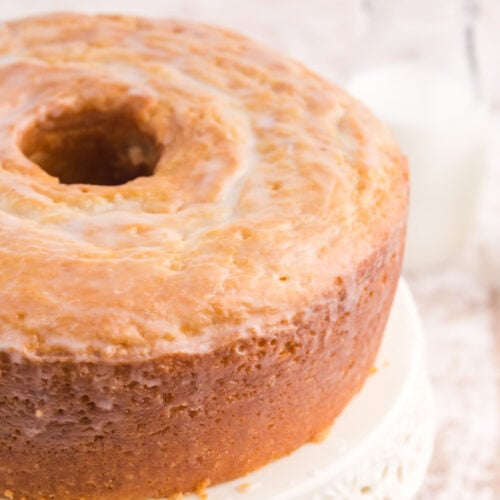 Buttermilk Donut Bundt Cake on a white platter