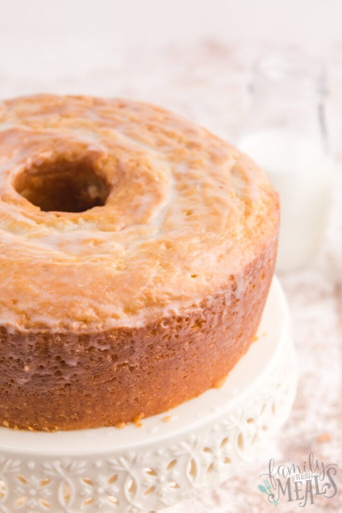 Buttermilk Donut Bundt Cake on a white platter