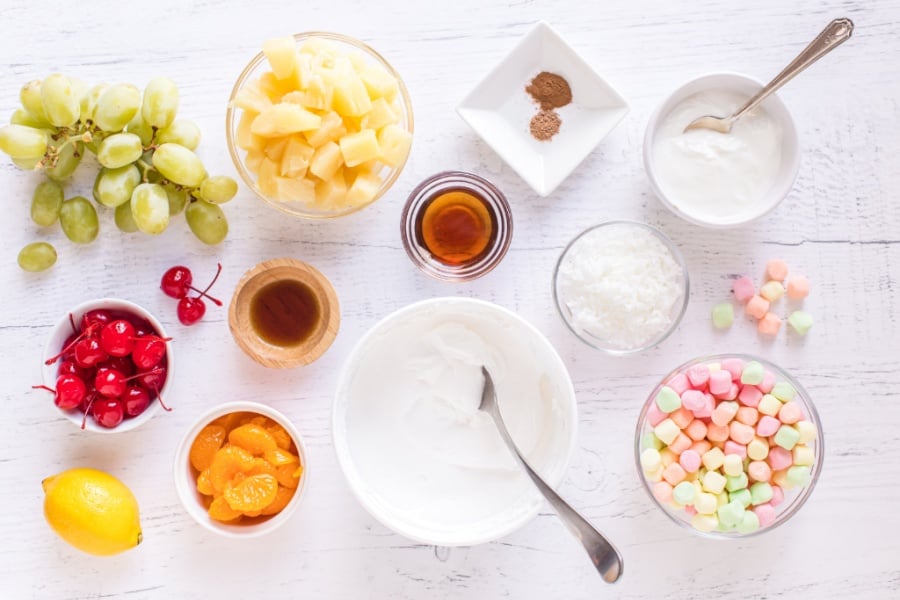 ingredients for classic ambrosia salad