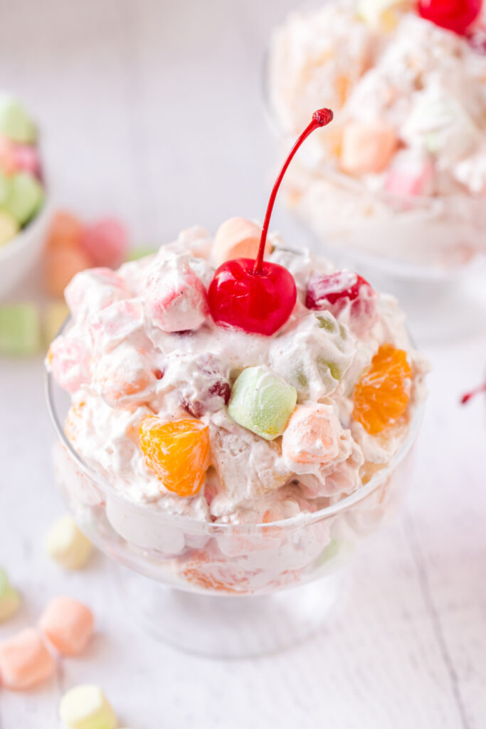 Classic Ambrosia Salad in a dessert cup