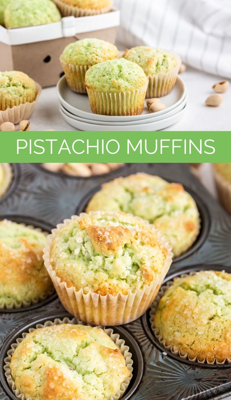 Flavorful and fun, these green Pistachio Muffins are effortless to make and you also have the option of adding real pistachios if you wish. via @familyfresh