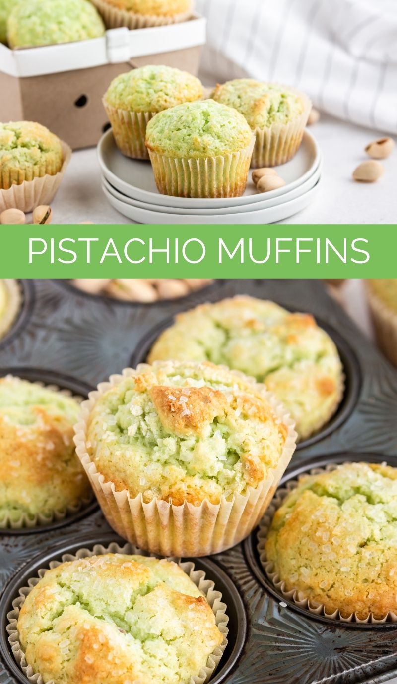 Flavorful and fun, these green Pistachio Muffins are effortless to make and you also have the option of adding real pistachios if you wish. via @familyfresh