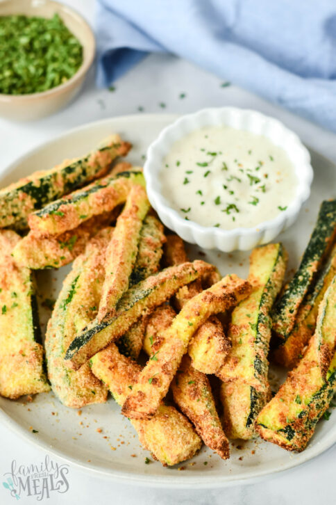 Healthy Zucchini Fries on a plate
