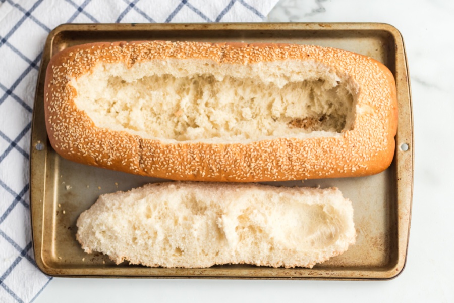 Italian loaf of bread with middle section removed