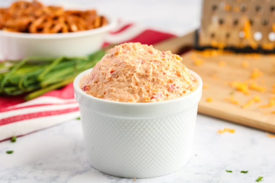 pimento cheese spread in a serving bowl