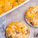 Chicken Pot Pie Bubble Up Casserole on two plates