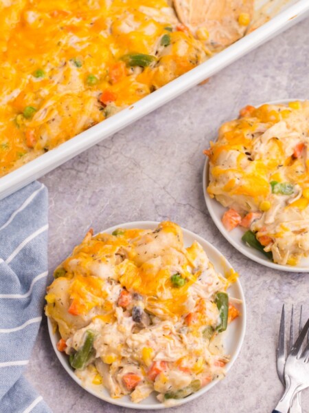 Chicken Pot Pie Bubble Up Casserole on two plates