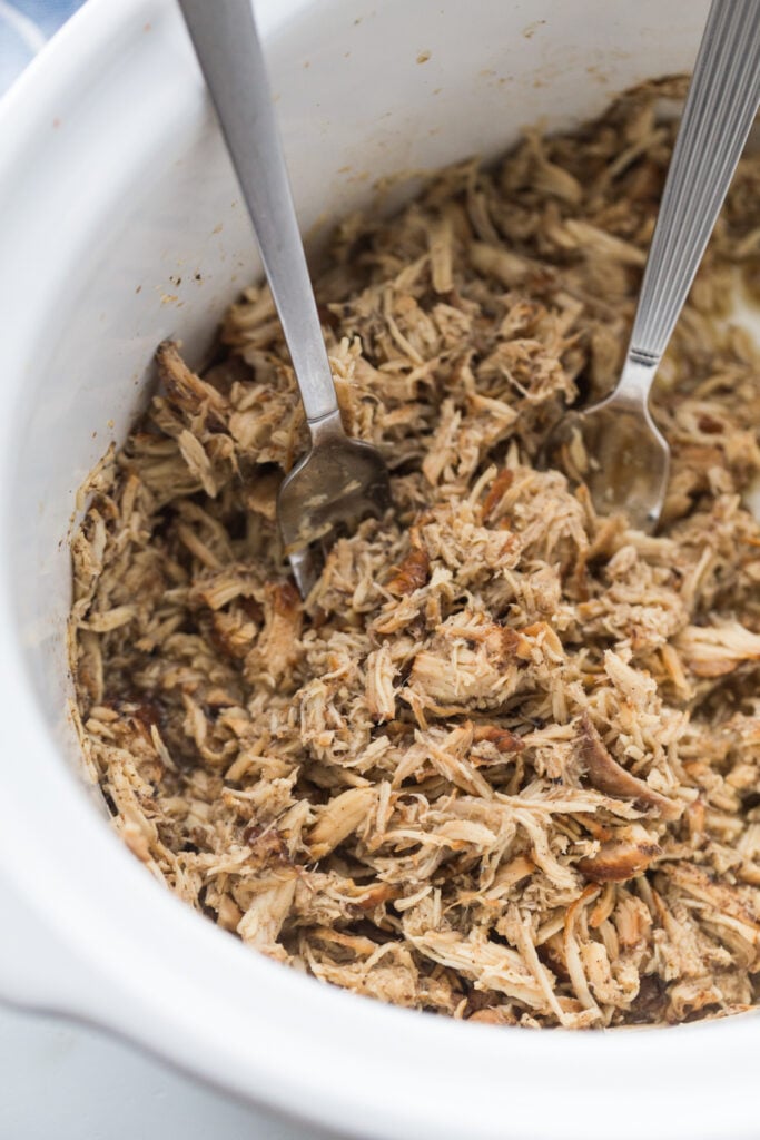 Crockpot Brown Sugar Balsamic Chicken in a slow cooker