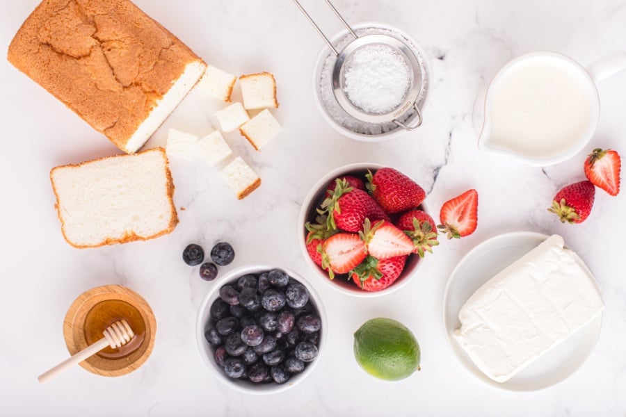 Ingredients for July 4th Angel Food Cake Trifle