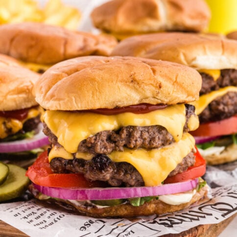 5 burgers on a serving platter-16