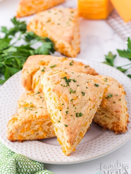 Cheddar Cheese Scones on a plate