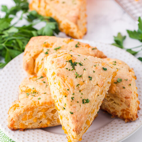 Cheddar Cheese Scones on a plate