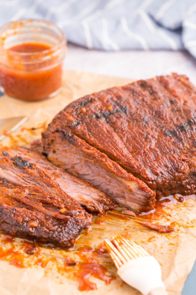 Crockpot BBQ Brisket with some pieces sliced