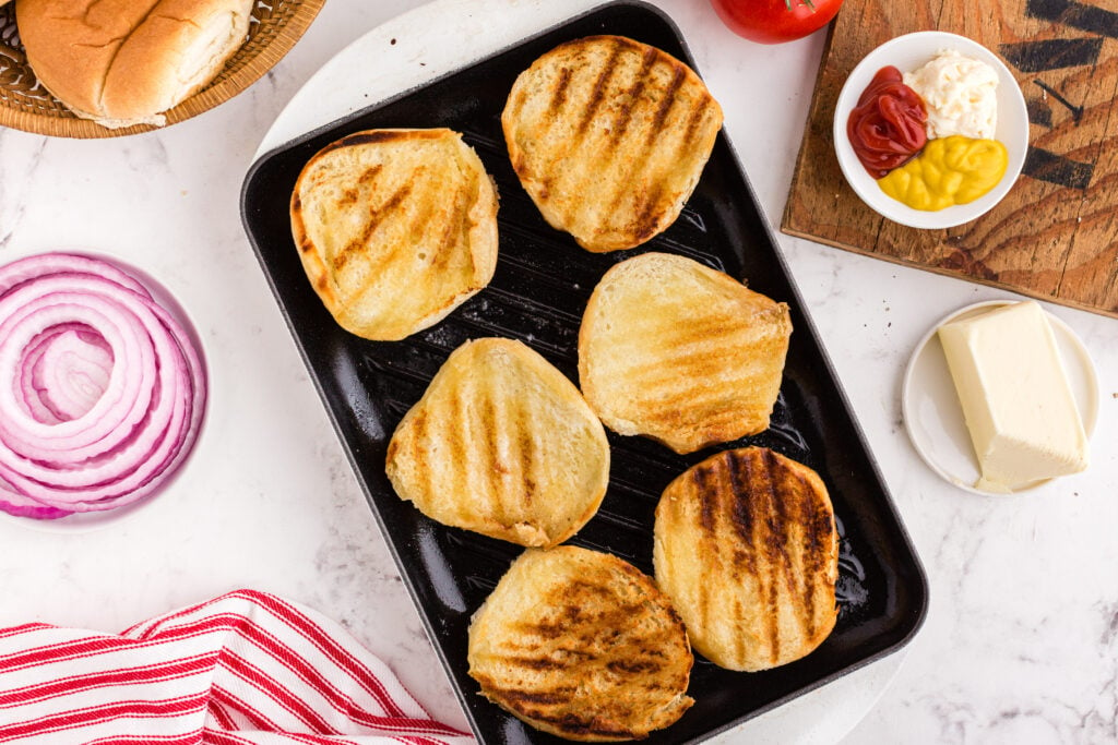 burger buns with grill marks