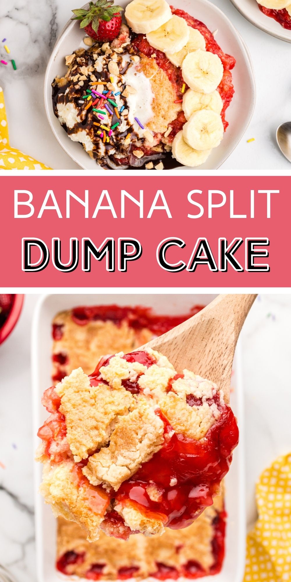 With this Banana Split Dump Cake, you now get to enjoy two extremely crave-worthy desserts all-in-one! via @familyfresh