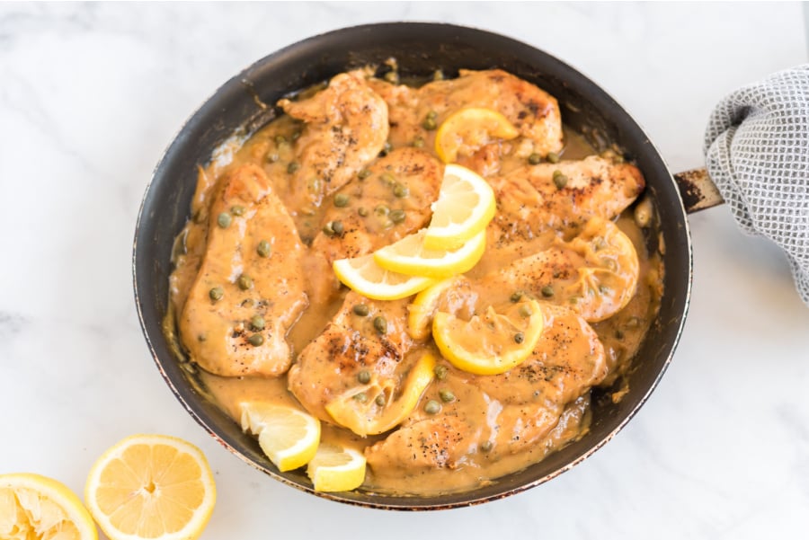 Chicken Piccata in a pan