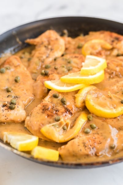 Chicken Piccata in a pan