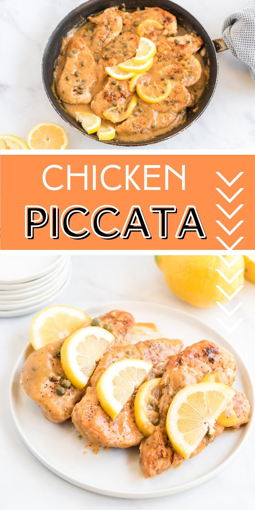 This Chicken Piccata is so easy to make. It has tender, juicy chicken breasts drenched in buttery lemon sauce and sprinkled with capers. via @familyfresh