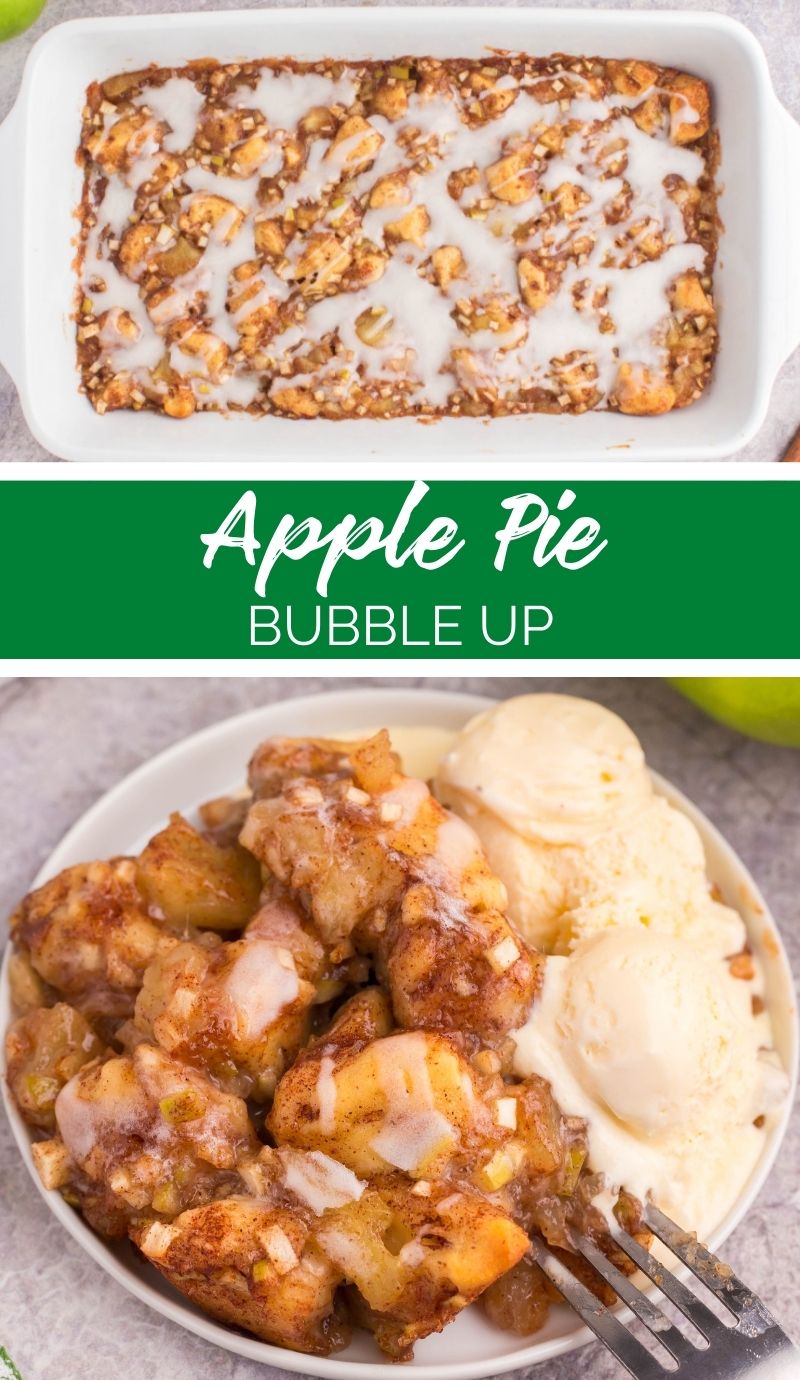 This Apple Pie Bubble Up Bake is easily made with cinnamon rolls, apples and spices. Much easier to make than apple pie, but just as good! via @familyfresh