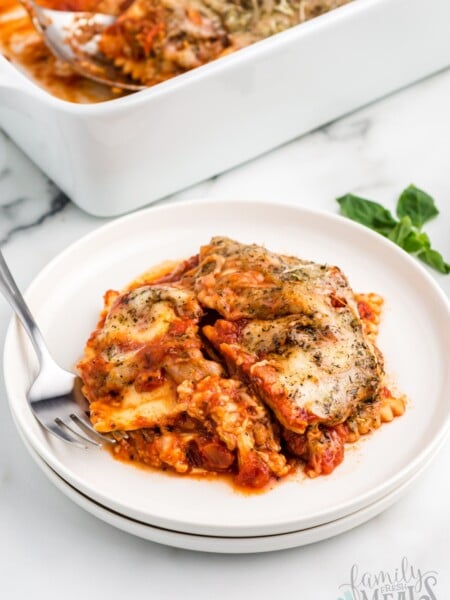 Baked Ravioli Casserole on a plate