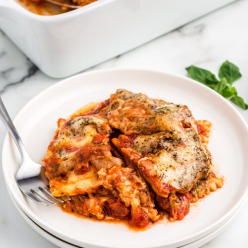 Baked Ravioli Casserole on a plate