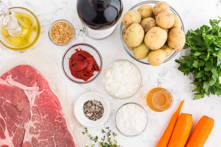 Ingredients for Crockpot Beef Bourguignon