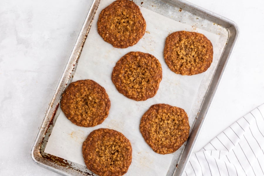 cooked cookies on baking sheet