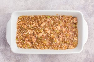 apple pie filling in a baking dish