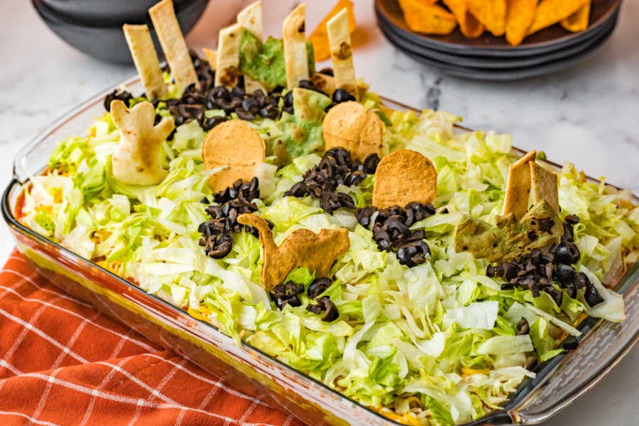 Halloween Graveyard 7 Layer Bean Dip