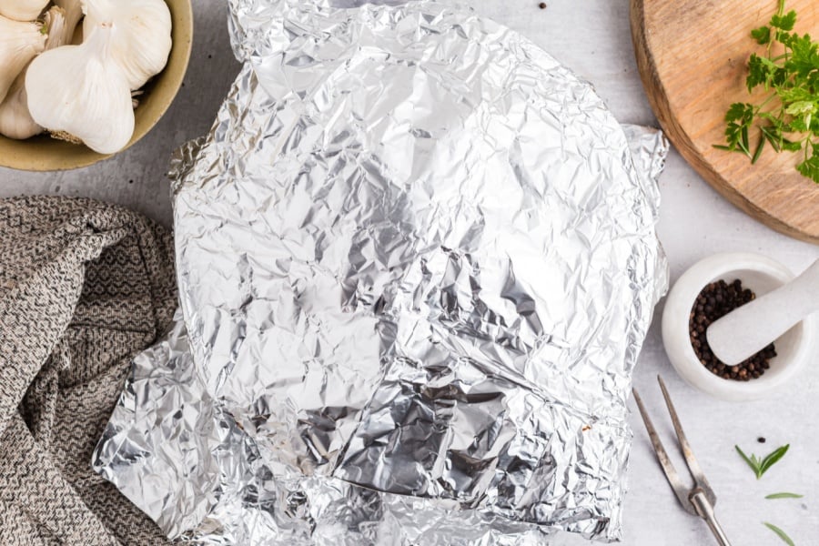 foil placed over pan