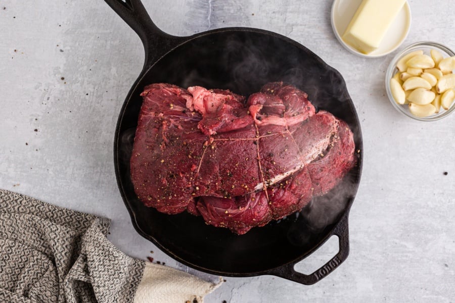 beef in cast iron skillet