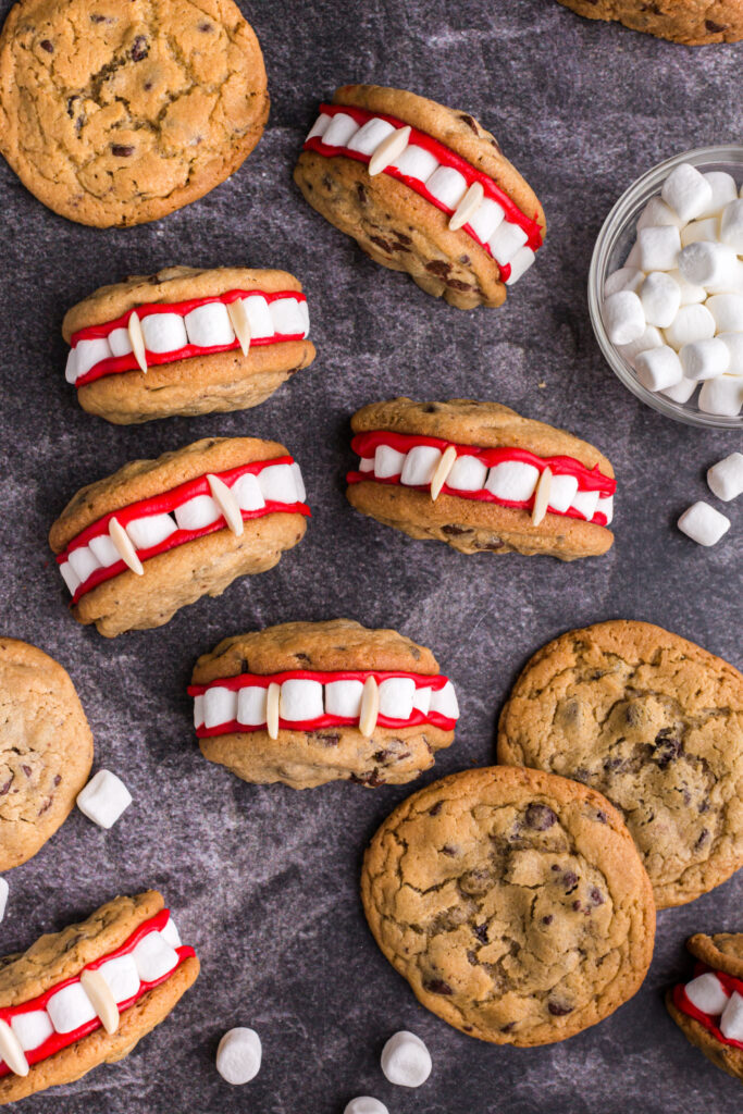 Vampire Teeth Cookies laid out