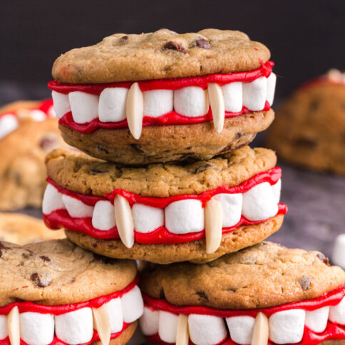Vampire Teeth Cookies stacked up