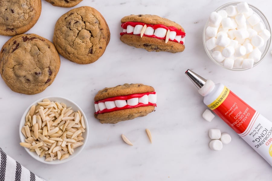 vampire teeth cookies assembled