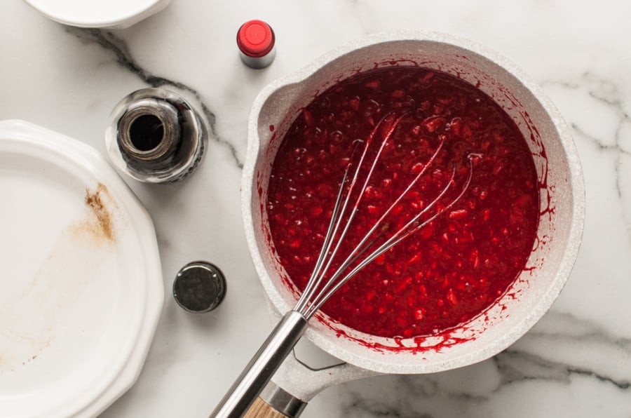 melted red mixture in pot