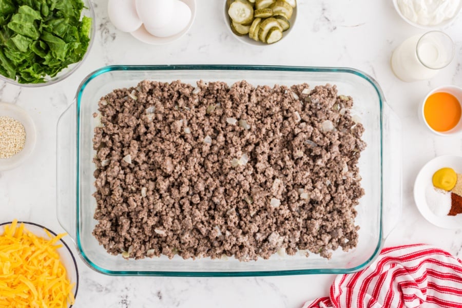 ground beef in baking dish