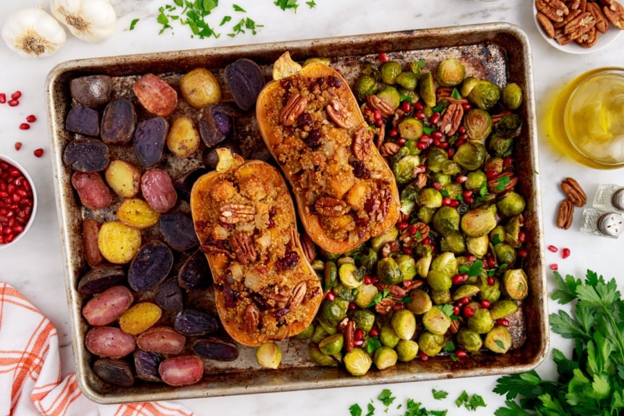 Vegetarian Sheet Pan Thanksgiving Dinner