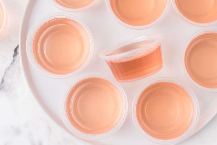 Champagne Jello Shots on a platter