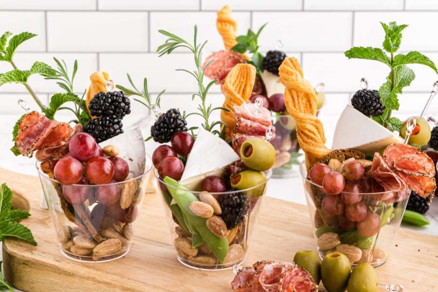 three Charcuterie Cups