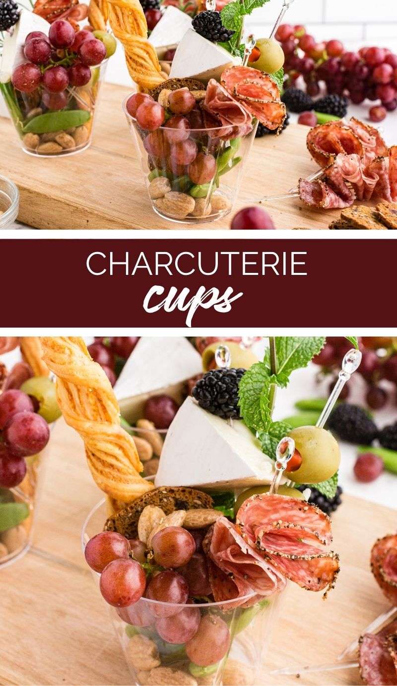 With these Charcuterie Cups, guests can carry the whole snack assortment wherever they go. Perfect for any gathering and easy to customize. via @familyfresh
