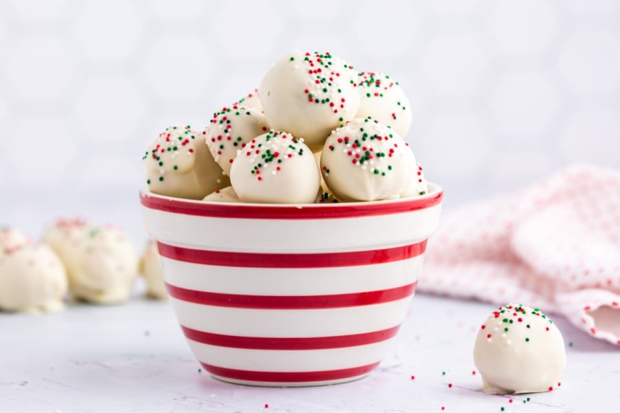 Sugar Cookie Truffles in a bowl