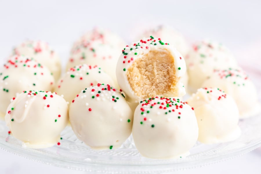 Sugar Cookie Truffles on a platter