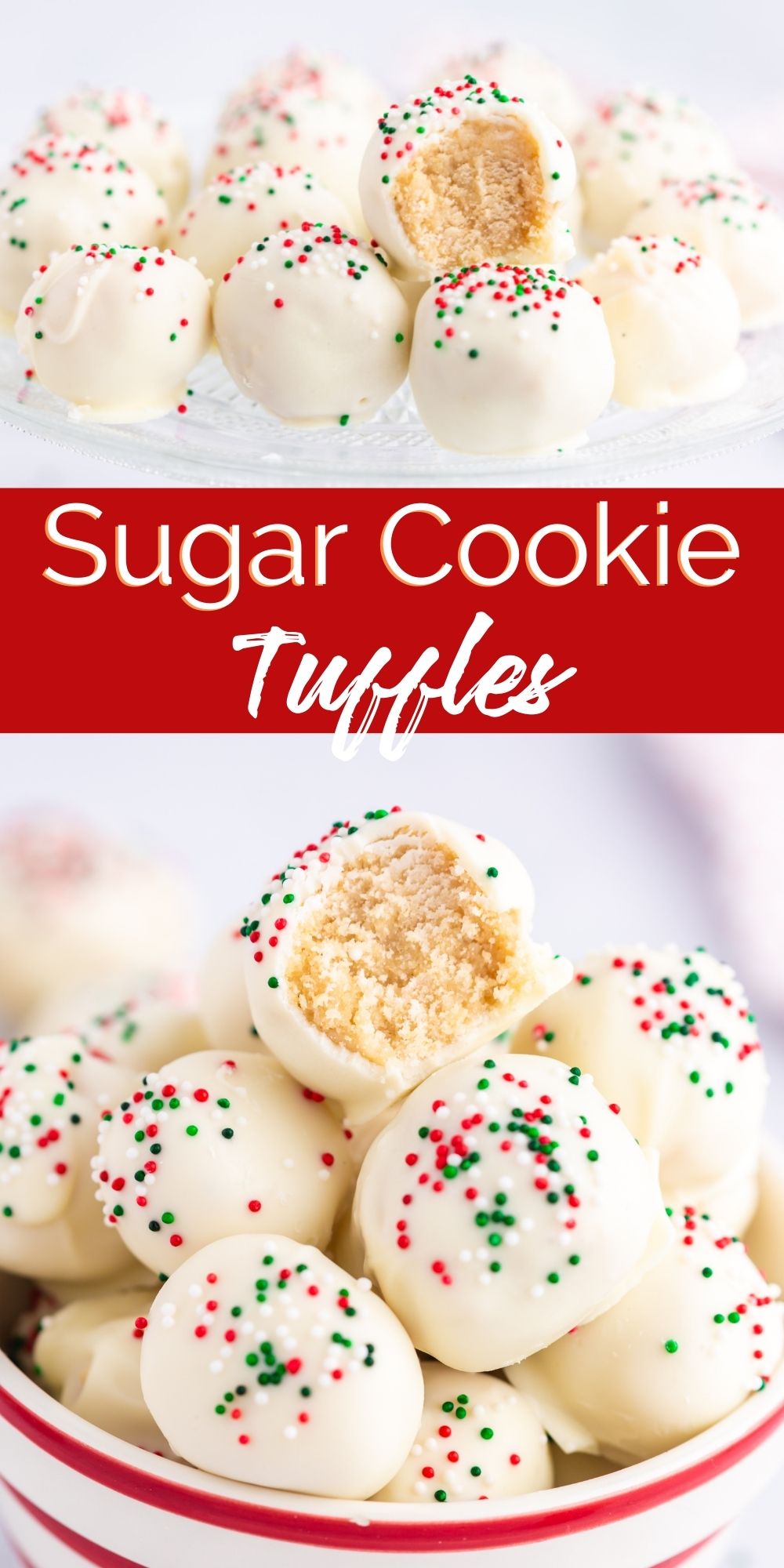 These Sugar Cookie Truffles are a delicious truffle treat made from, you guessed it, sugar cookies. Just dunk them in melted chocolate and top them sprinkles. via @familyfresh