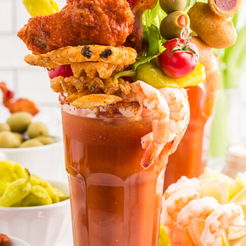 An ultimate bloody mary in a glass