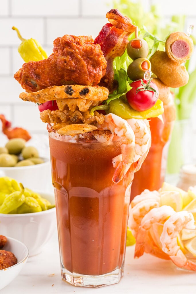 An ultimate bloody mary in a glass