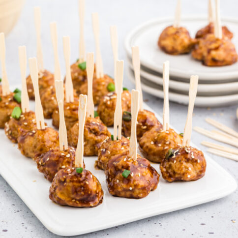 Asian Chicken Meatballs with tooth pics