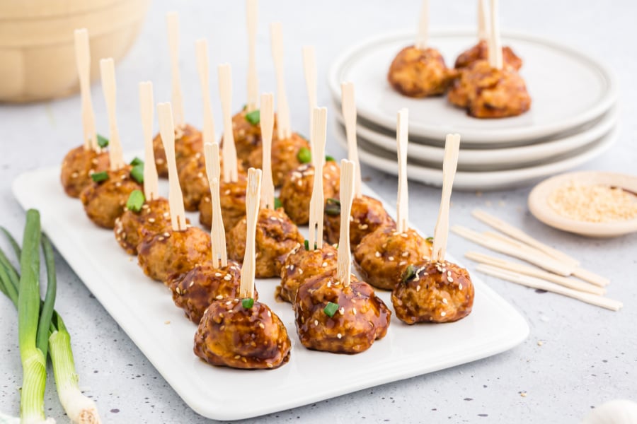 Asian Chicken Meatballs with tooth pics